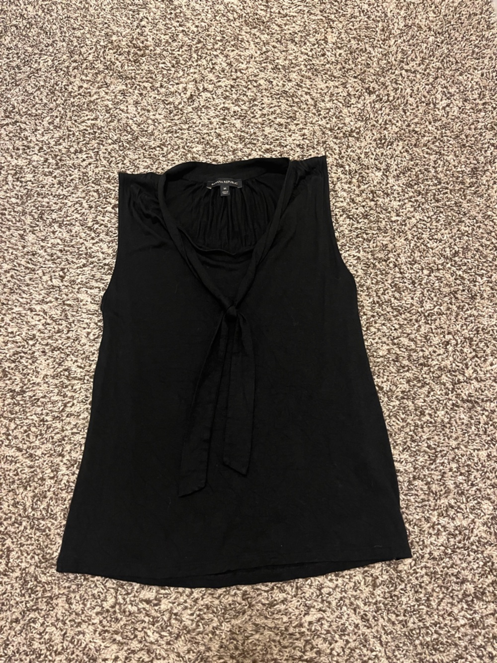 Banana Republic Black Sleeveless Tie-Neck Top